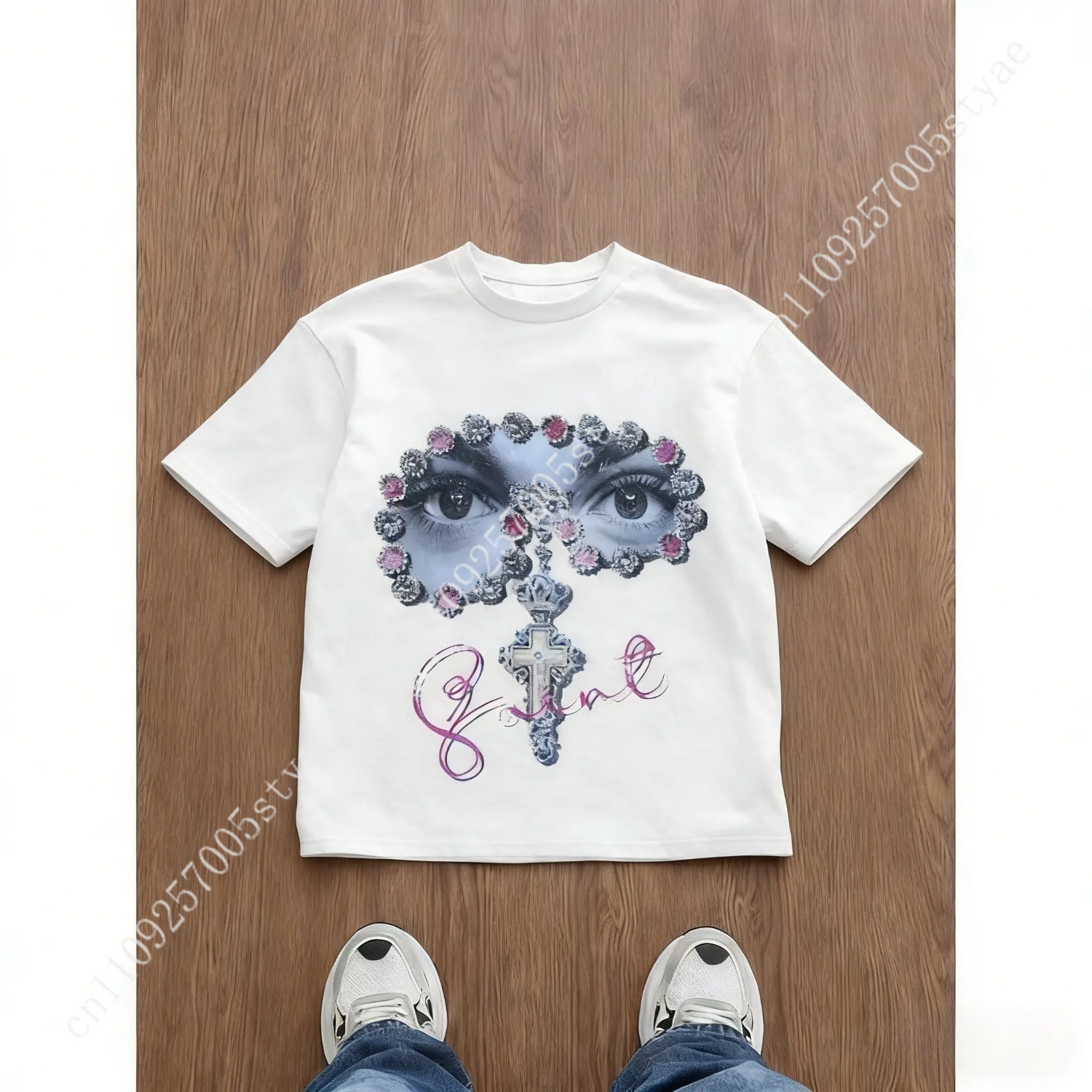 Summer Quilt - Erkek Bol Kesim Grafik Baskılı Tişört,