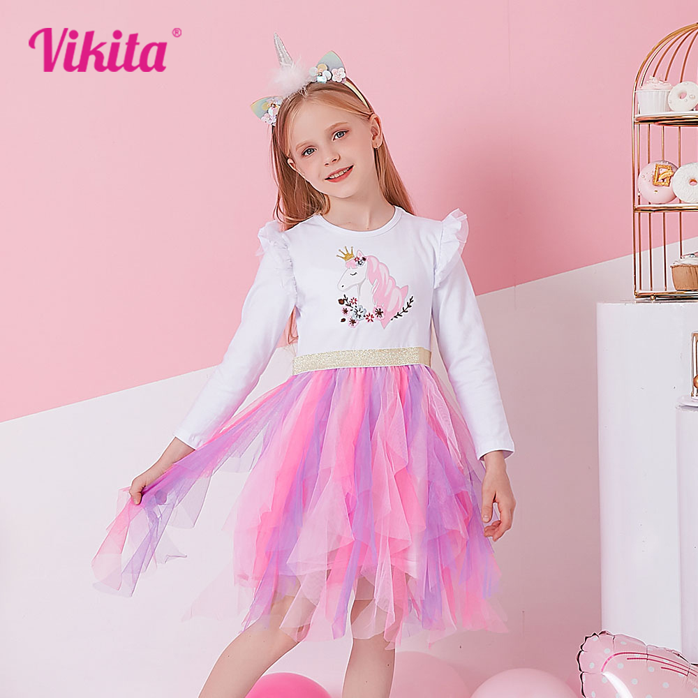 Summer Clothing For Teen Girls - VIKITA Kız Sonbahar Elbise Çocuk Prenses