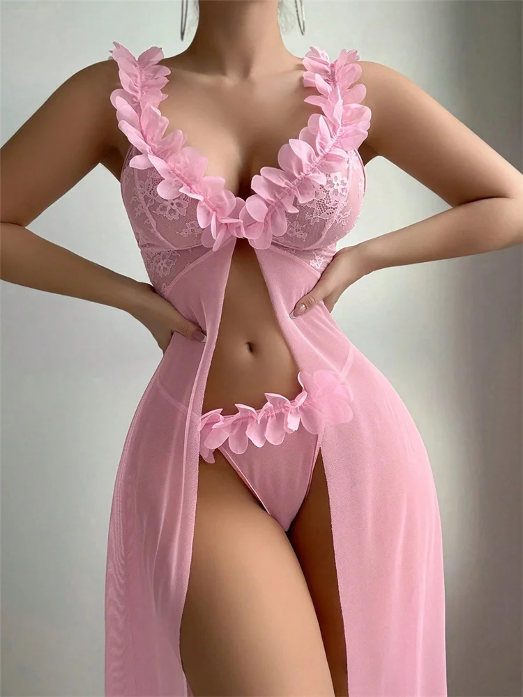 Pembe Çiçekli Dantel Şeffaf Ge - Summer Clothing For Petite Women incelemesi ve fiyatı
