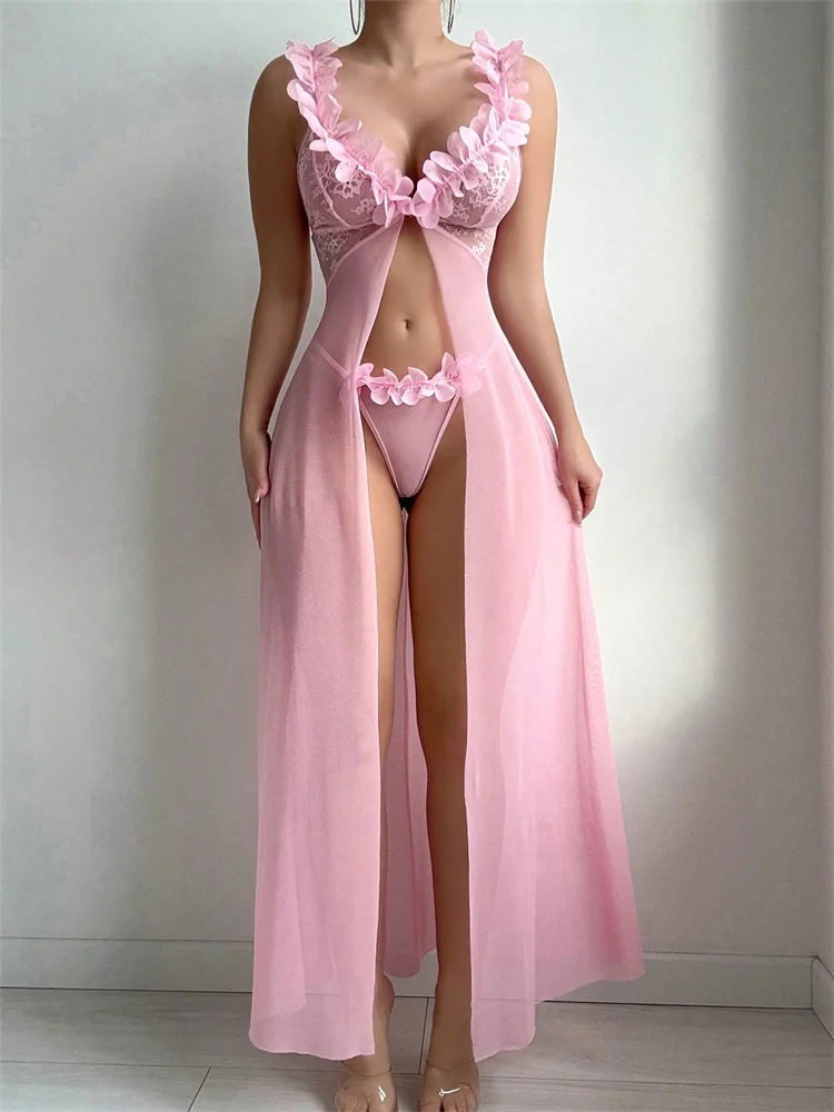 Pembe Çiçekli Dantel Şeffaf Ge - Summer Clothing For Petite Women incelemesi ve fiyatı