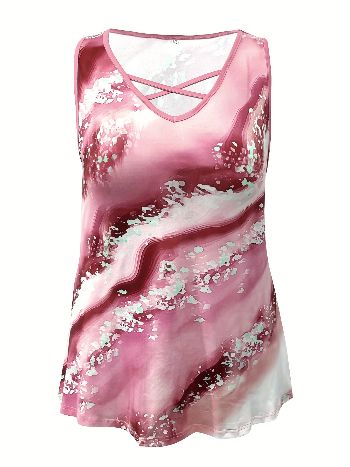 Artı Boyutu Mermer Baskı Tank  - Summer Clothing For Plus Size Women incelemesi ve fiyatı