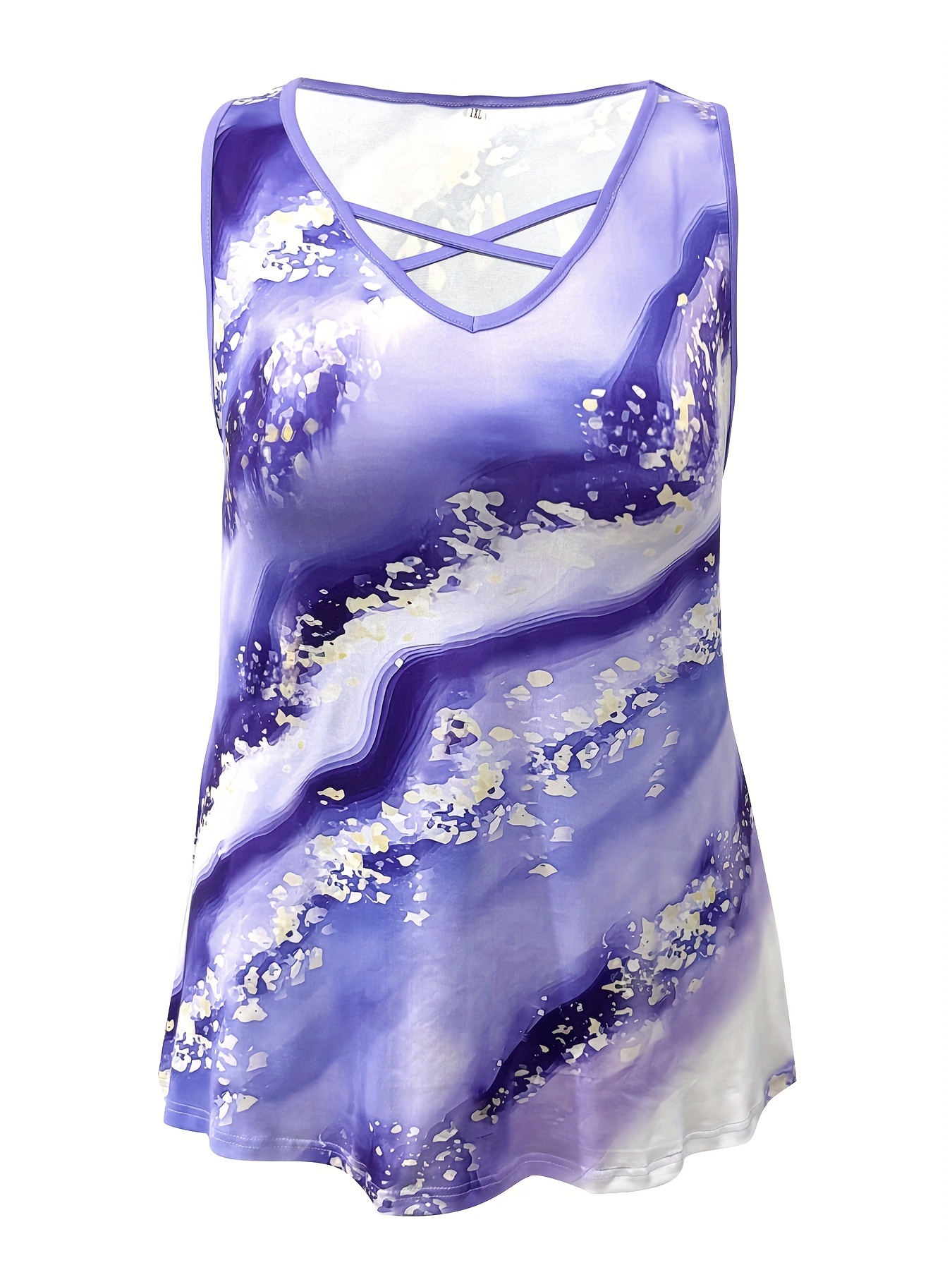Artı Boyutu Mermer Baskı Tank  - Summer Clothing For Plus Size Women incelemesi ve fiyatı